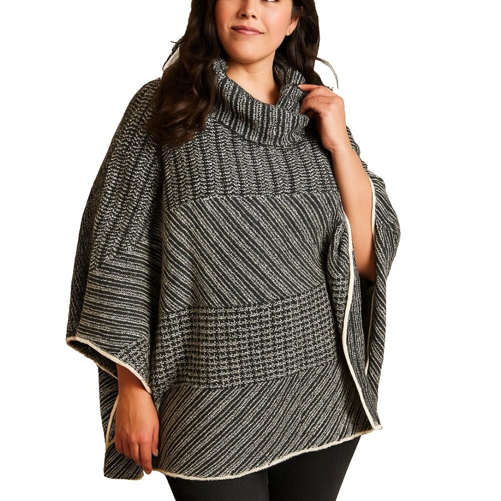 Lane Bryant Gray Wool Blend Poncho Shawl Coat Size 14/20 Womens Knit‎ Oversized